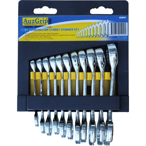 11 Pc Combination Stubby Spanner Set Crv. Metric