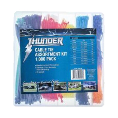 Thunder Cable Tie Assortment Kit 1000 Pieces
